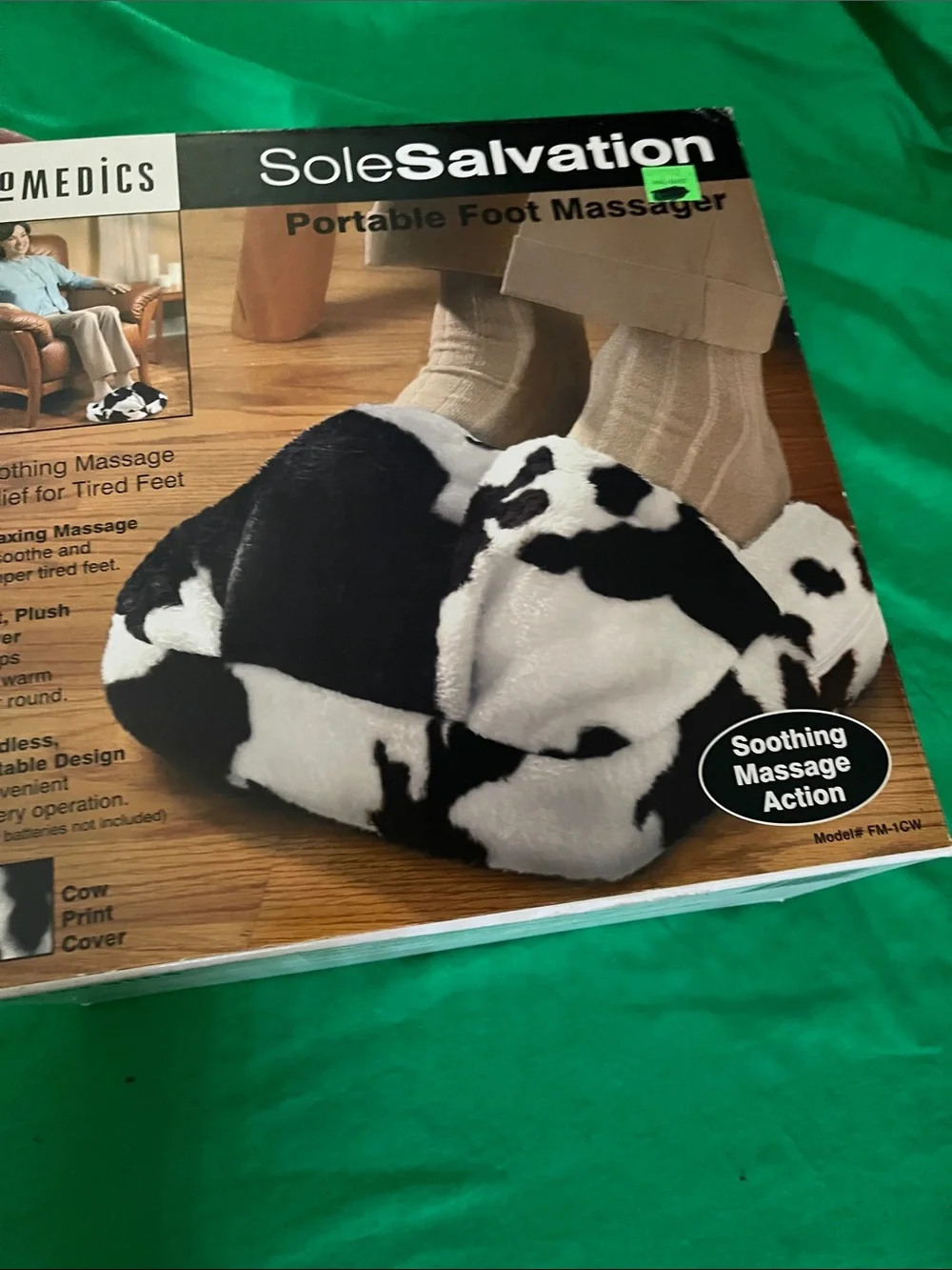 Homedics SoleSalvation Portable Foot Massager - Black & White Cow Print